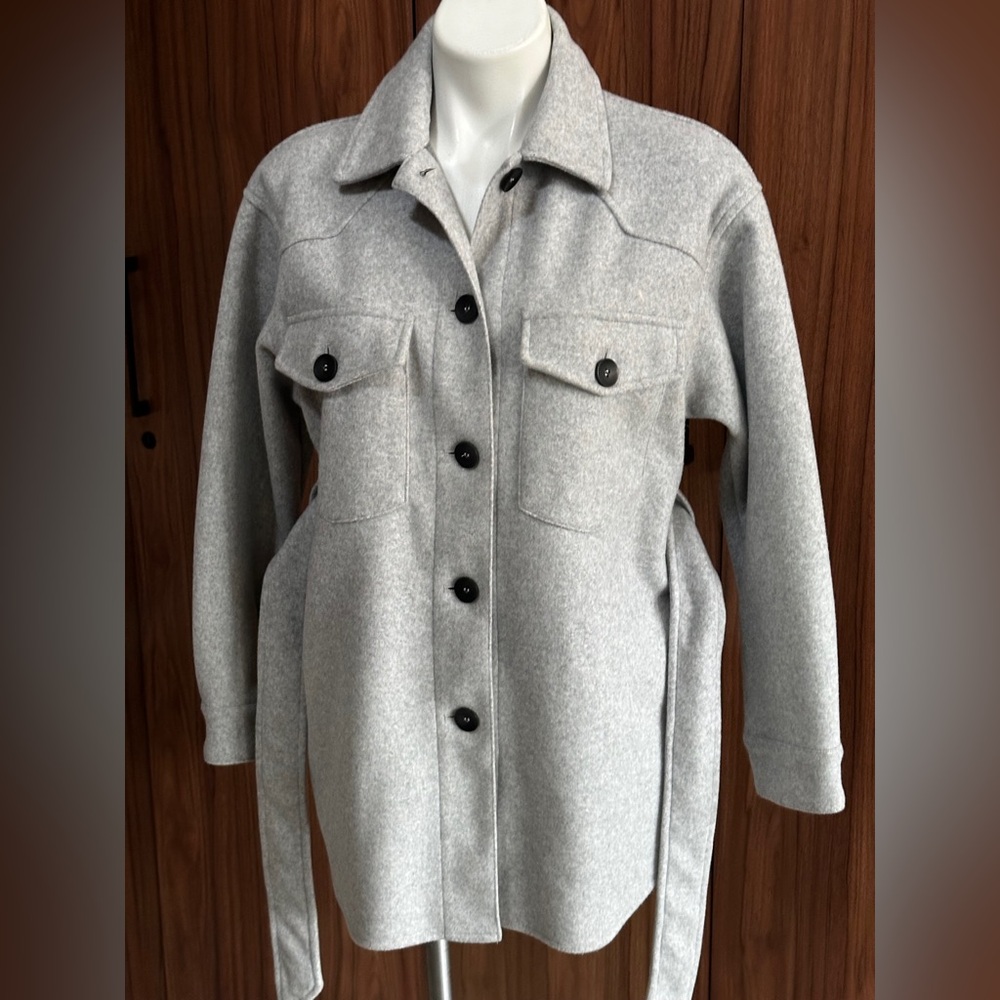 Zara Grey Soft Belted Overshirt Size SMALL - Picture 4 of 12